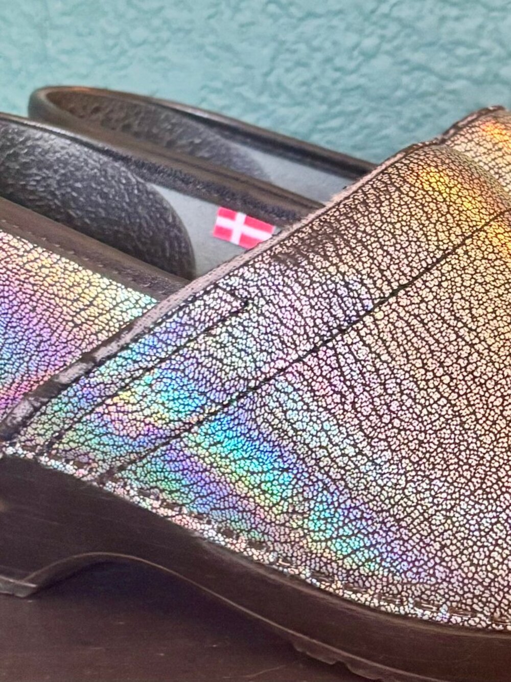 Sanita Silver Iridescent Clogs Size 41